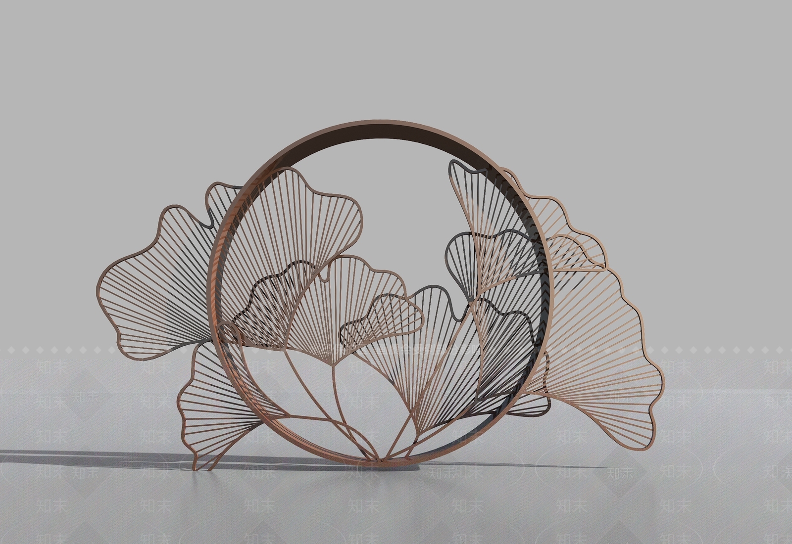 新中式景观雕塑3D模型渲染效果图