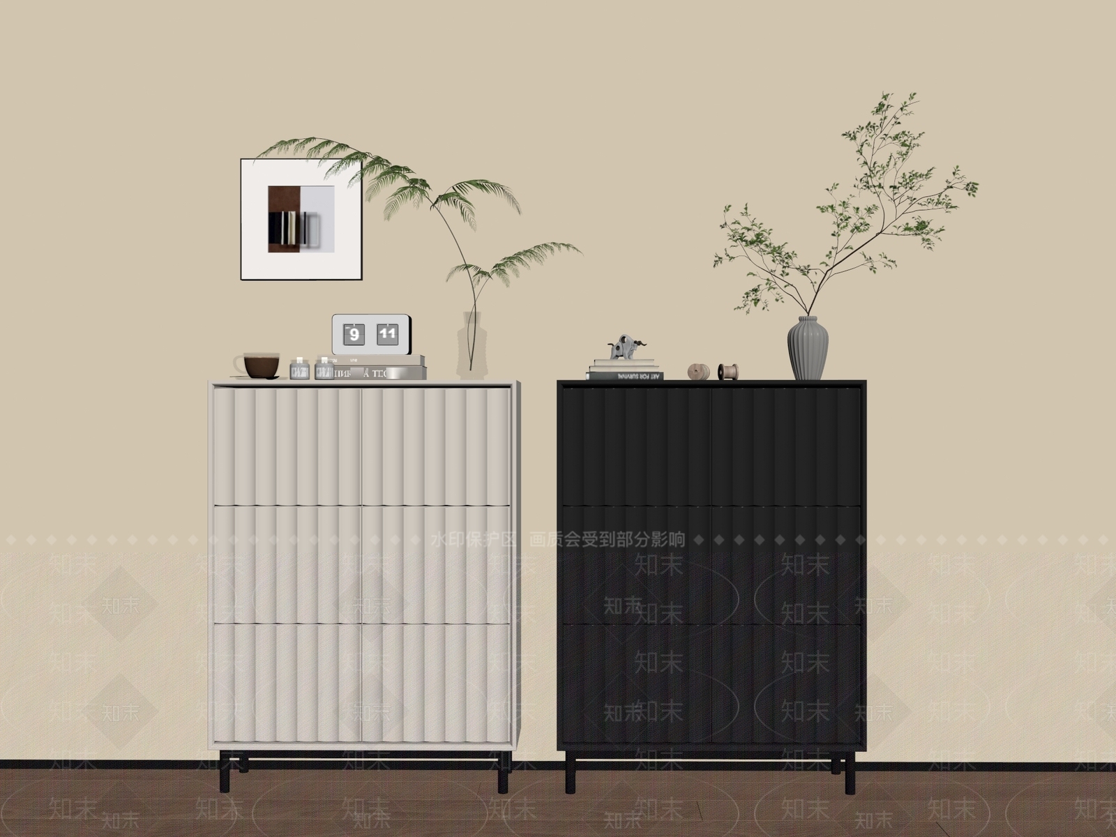 现代简约玄关柜SU模型下载【ID:1232202229】