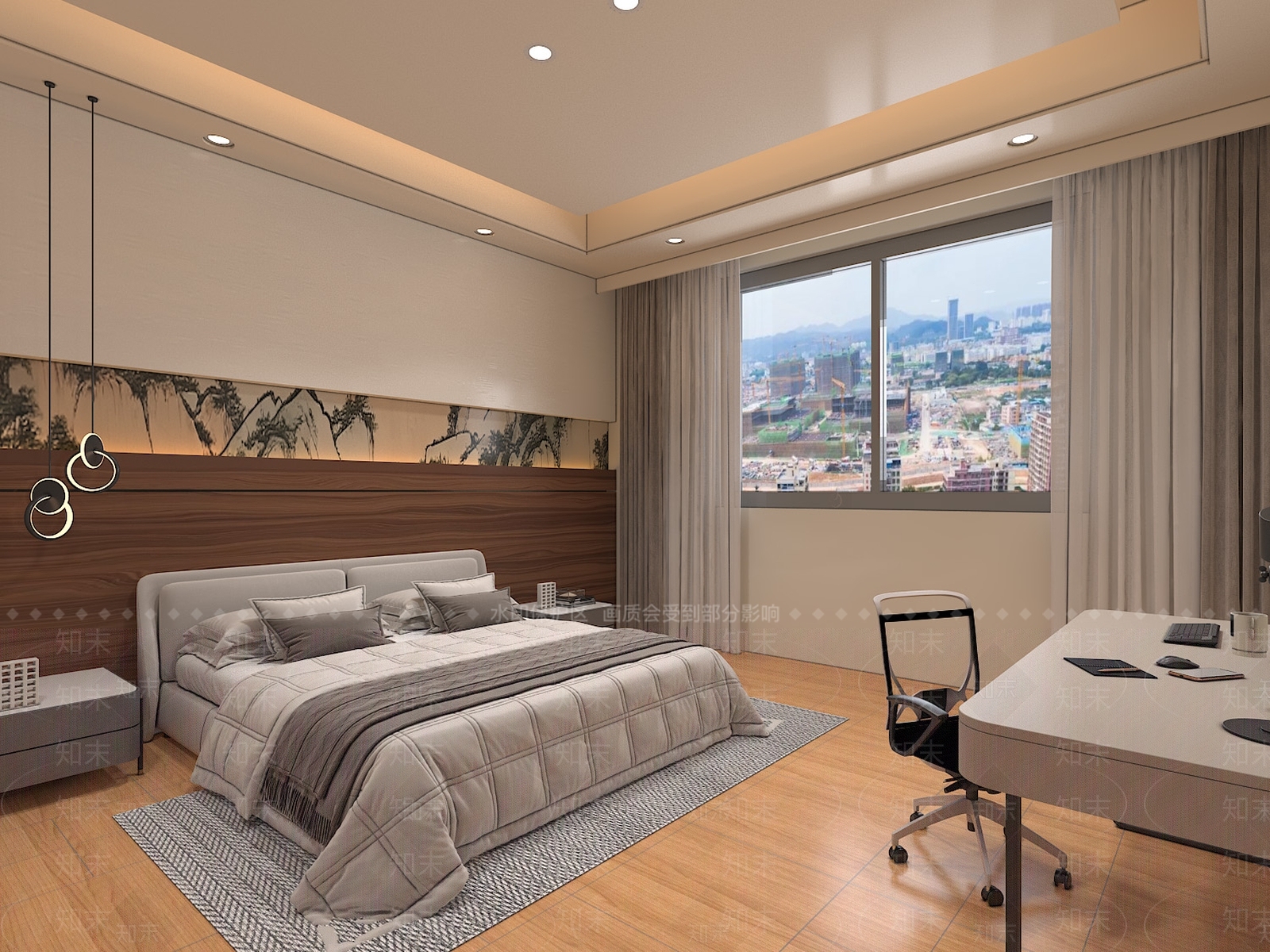 新中式主卧3D模型下载【ID:1232202396】