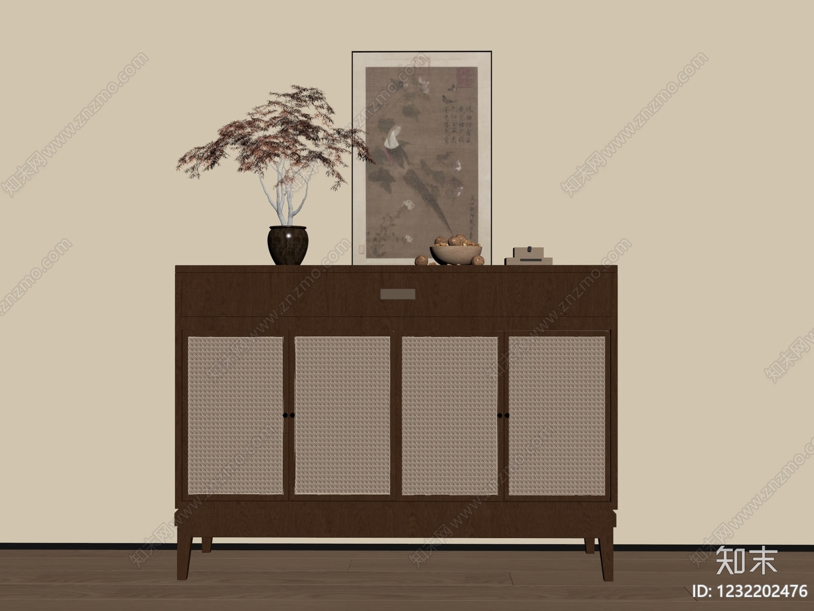 中古风玄关柜SU模型下载【ID:1232202476】