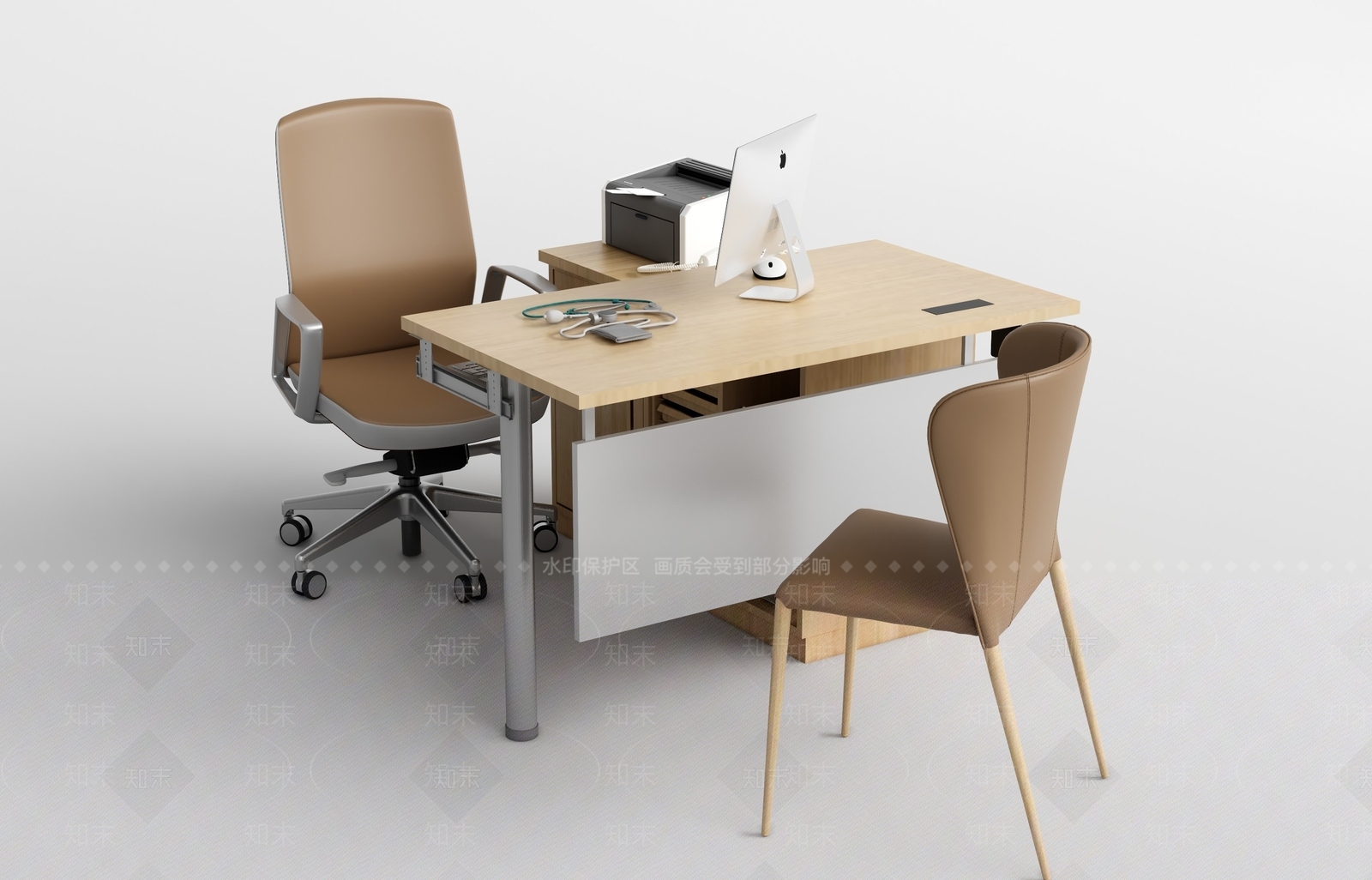 现代简约办公桌3D模型下载【ID:1232202610】