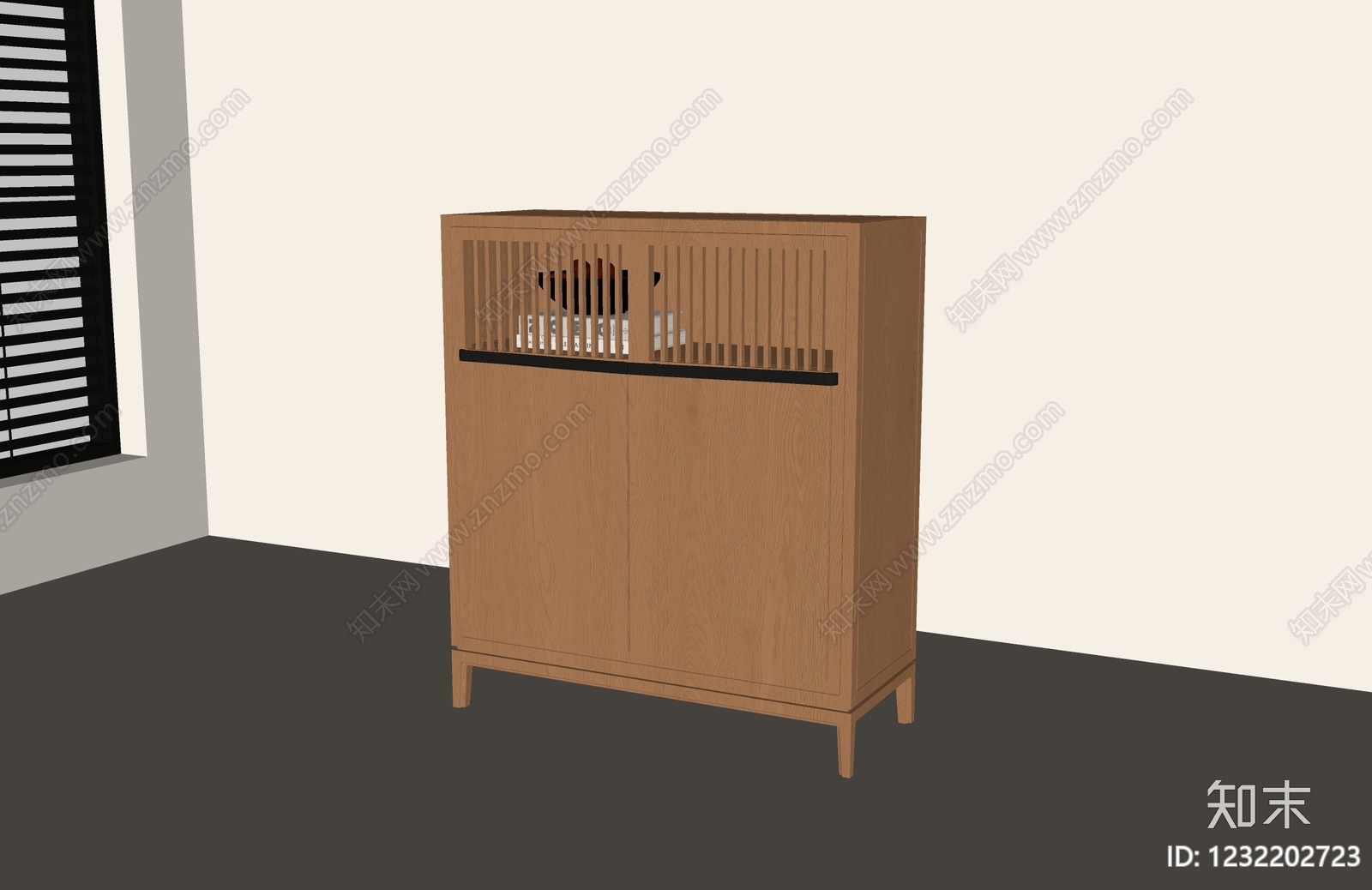 原木风鞋柜SU模型下载【ID:1232202723】