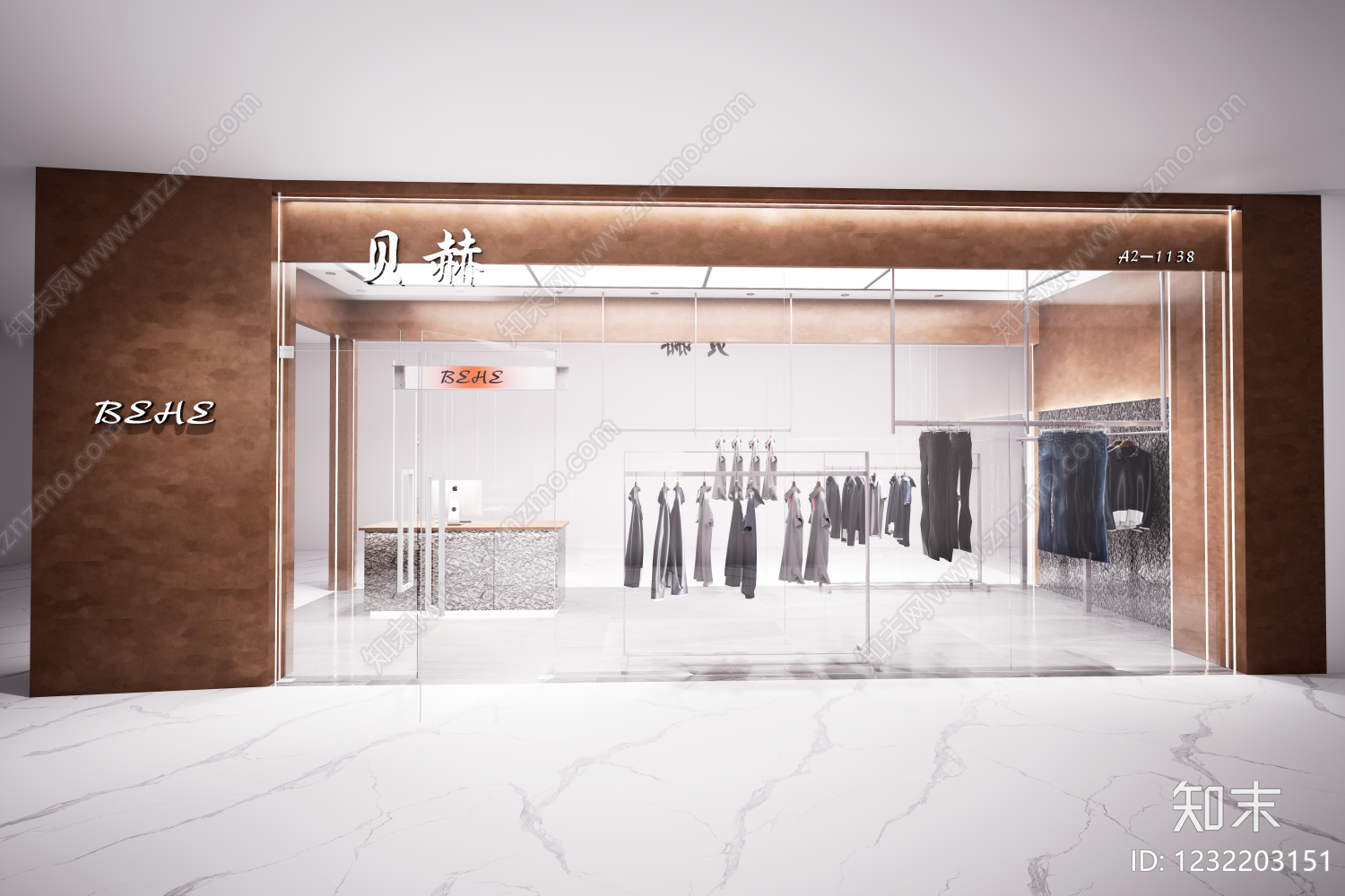现代简约服装店SU模型下载【ID:1232203151】