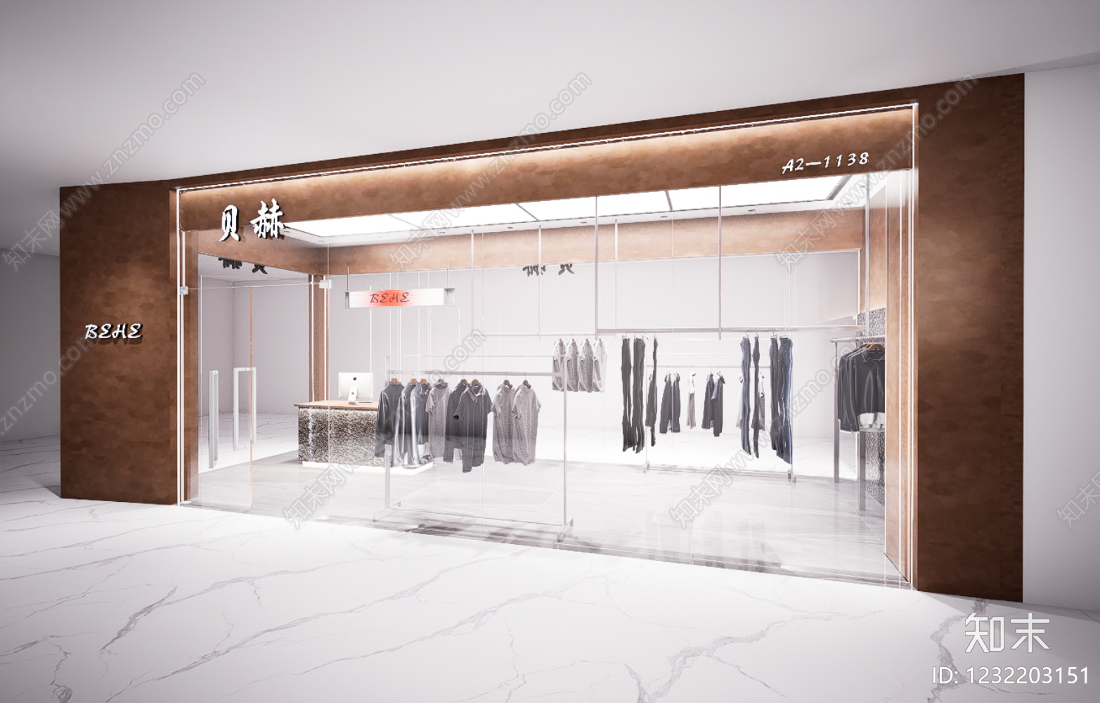现代简约服装店SU模型下载【ID:1232203151】