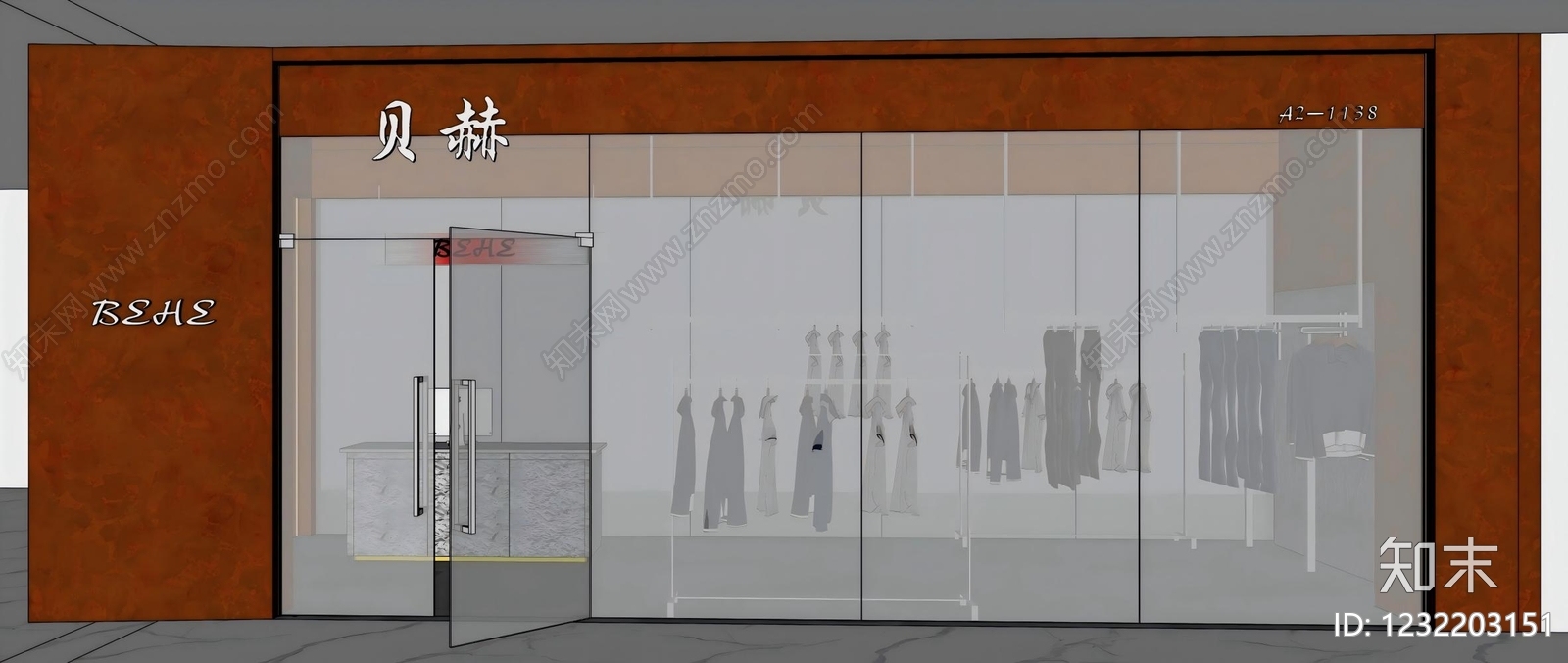现代简约服装店SU模型下载【ID:1232203151】