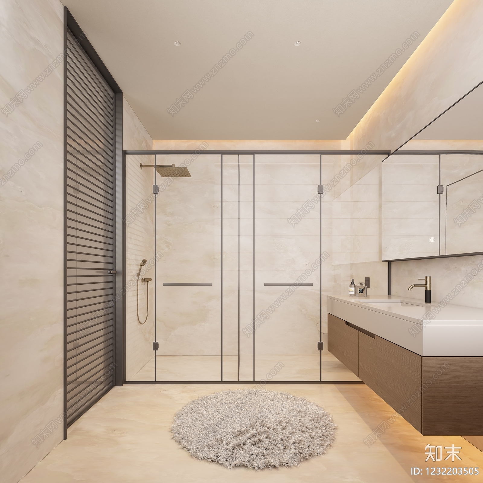 意式极简卫生间3D模型下载【ID:1232203505】