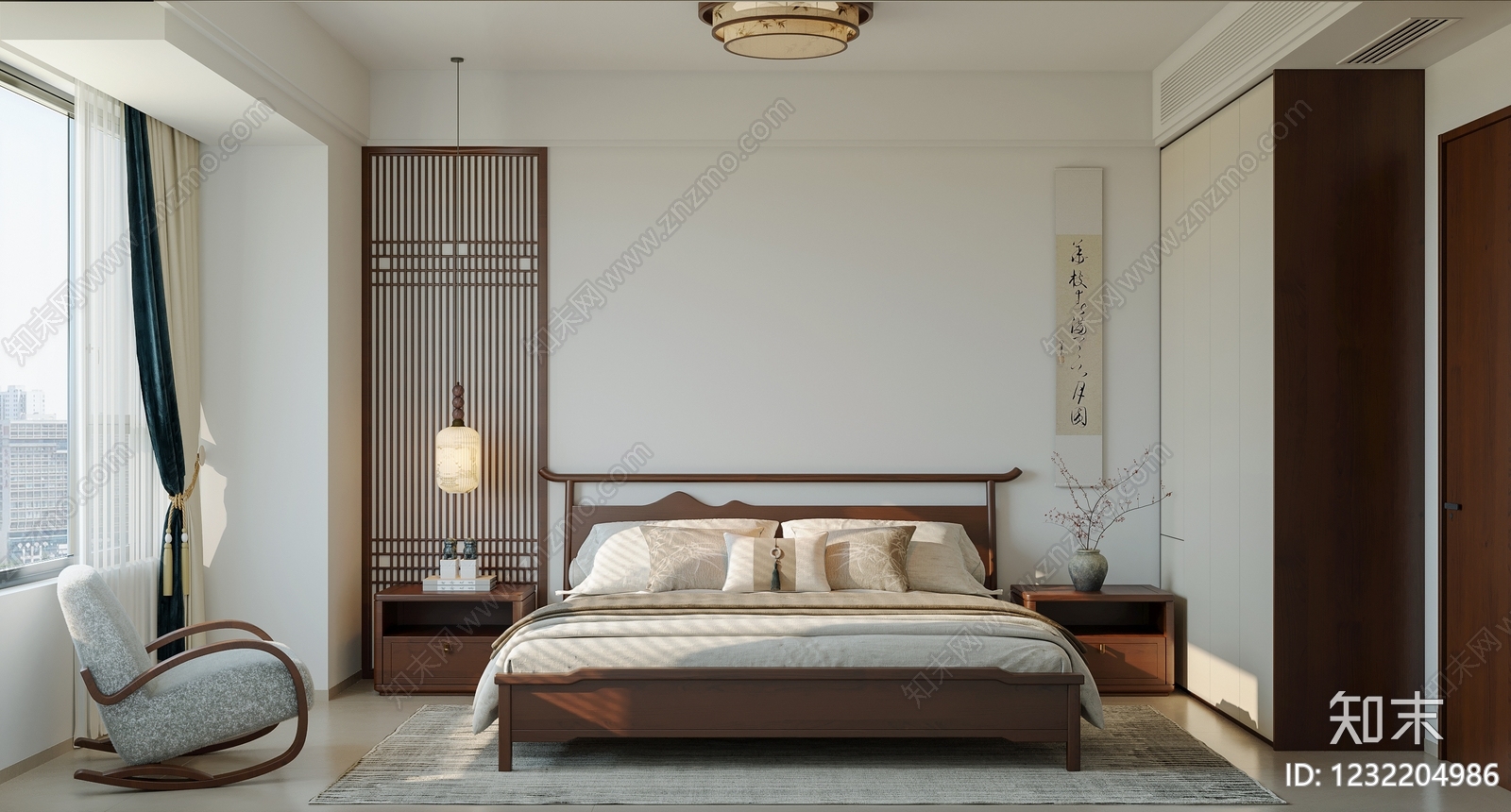 新中式宋式卧室3D模型下载【ID:1232204986】