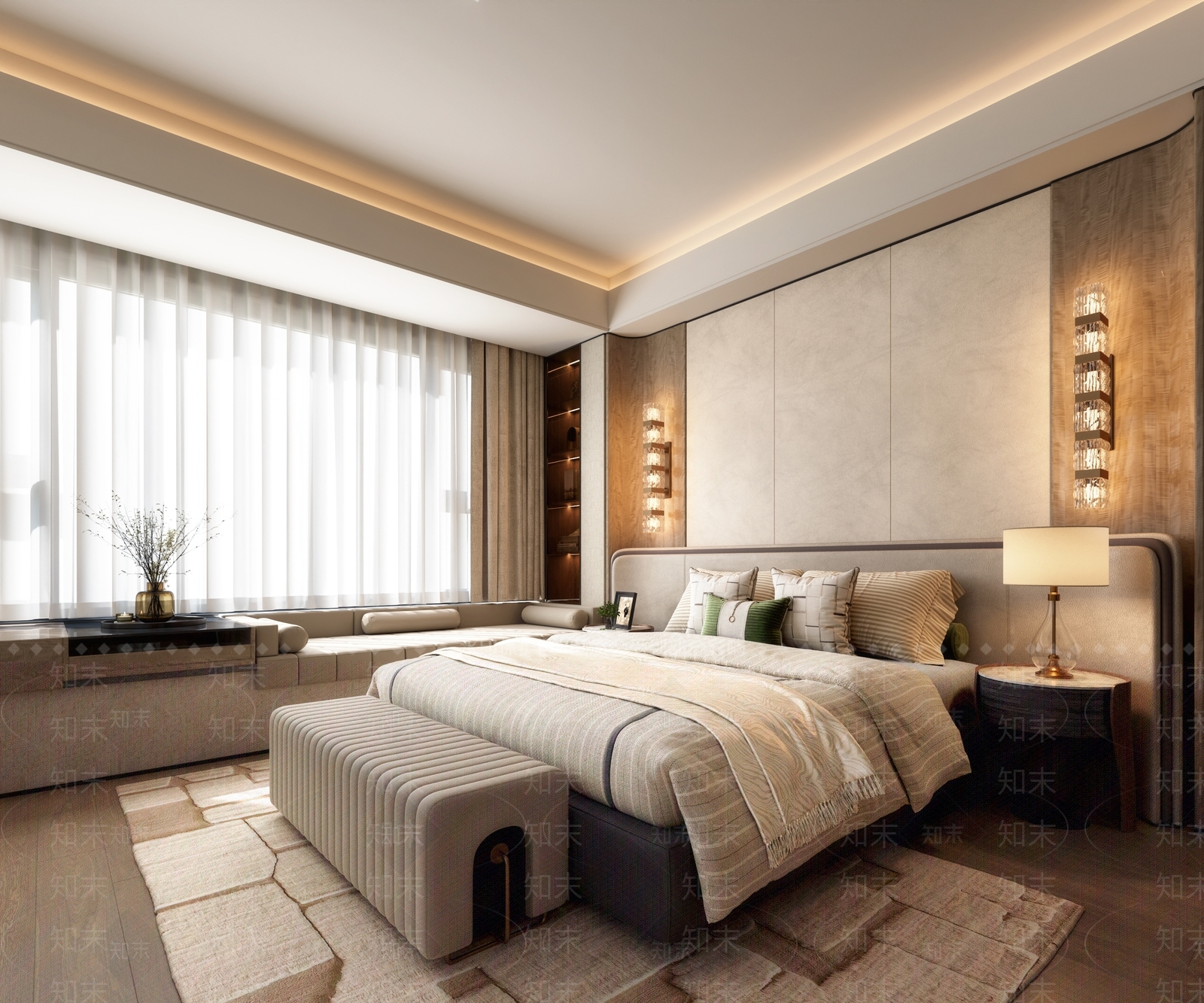 轻奢主卧3D模型下载【ID:1232205669】