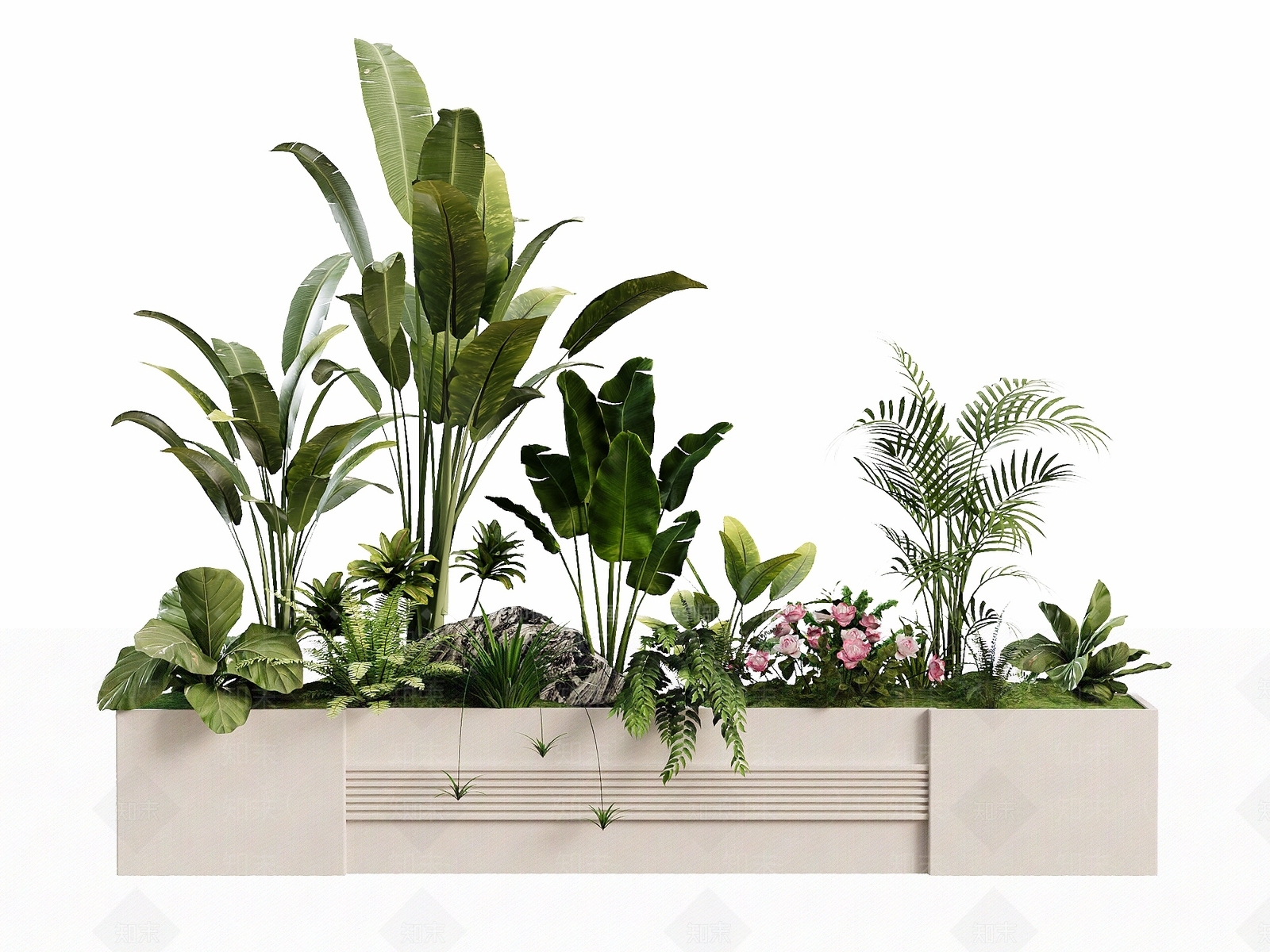现代简约花草组合3D模型下载【ID:1232206712】