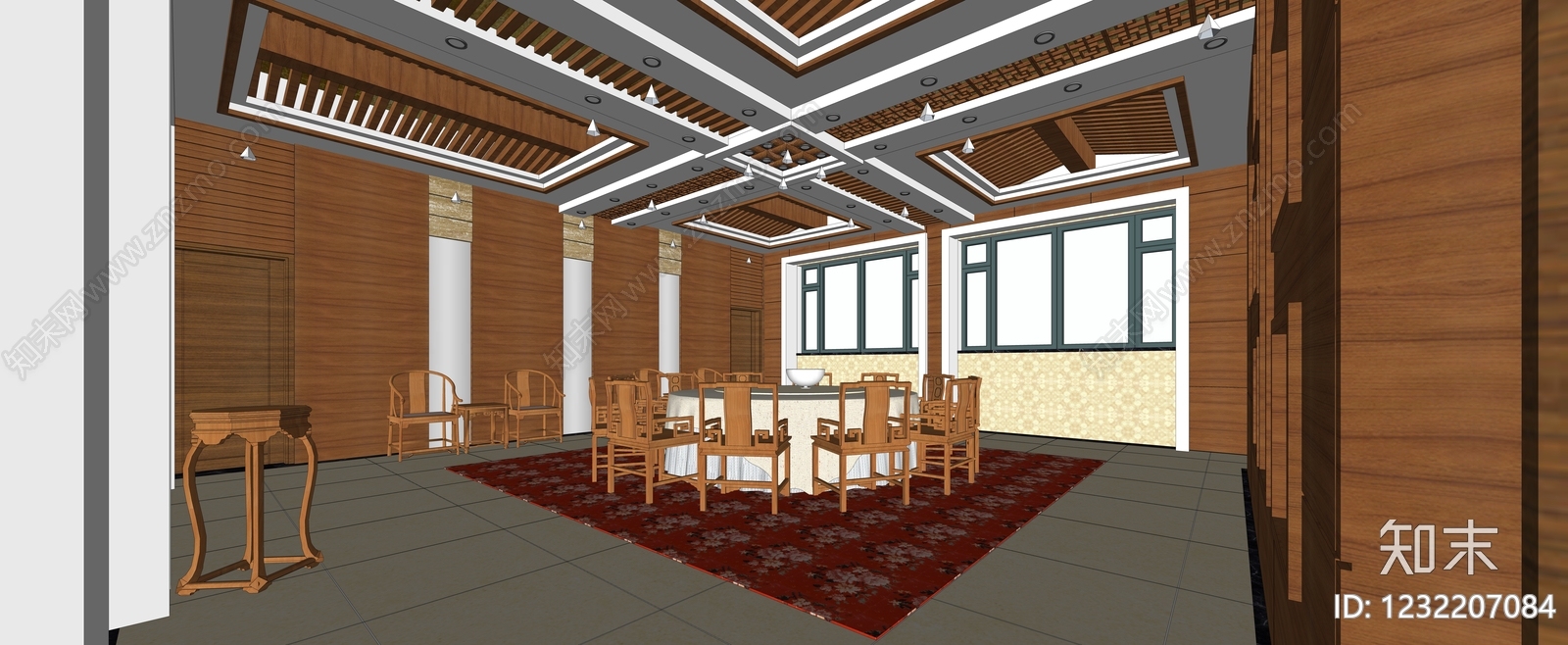 新中式包厢SU模型下载【ID:1232207084】