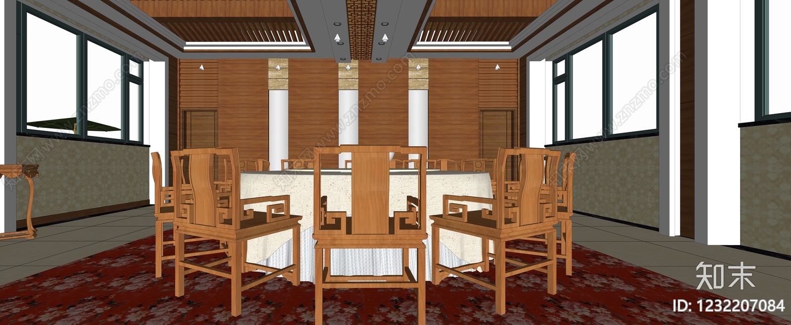 新中式包厢SU模型下载【ID:1232207084】