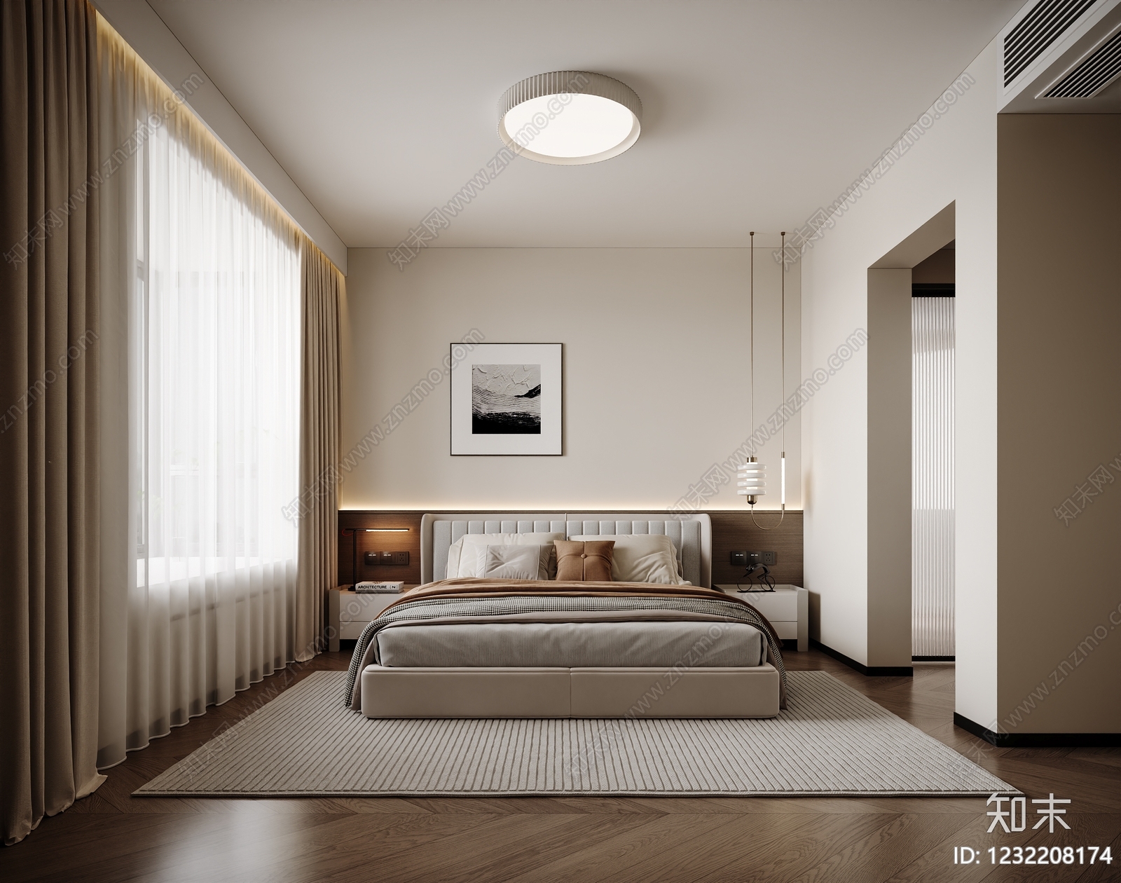 现代简约主卧3D模型下载【ID:1232208174】