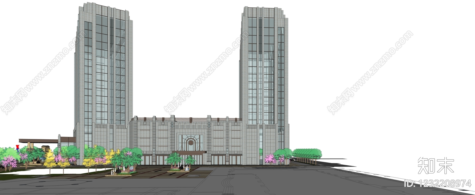 新古典酒店建筑SU模型下载【ID:1232208974】