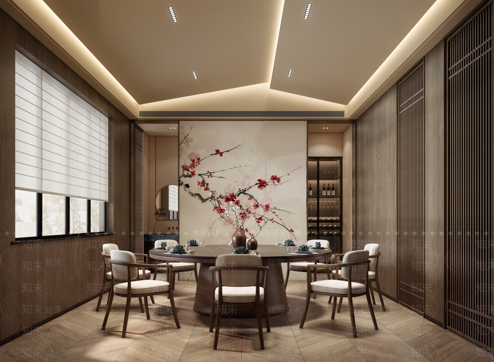 新中式包厢SU模型下载【ID:1232208775】