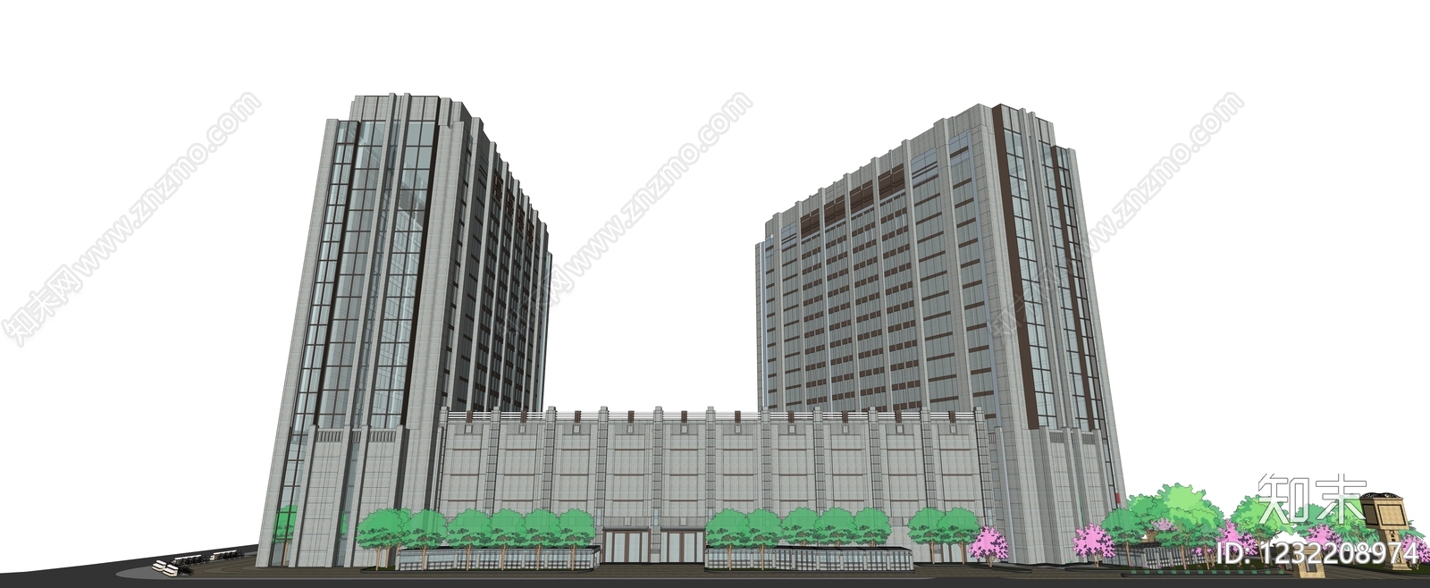 新古典酒店建筑SU模型下载【ID:1232208974】