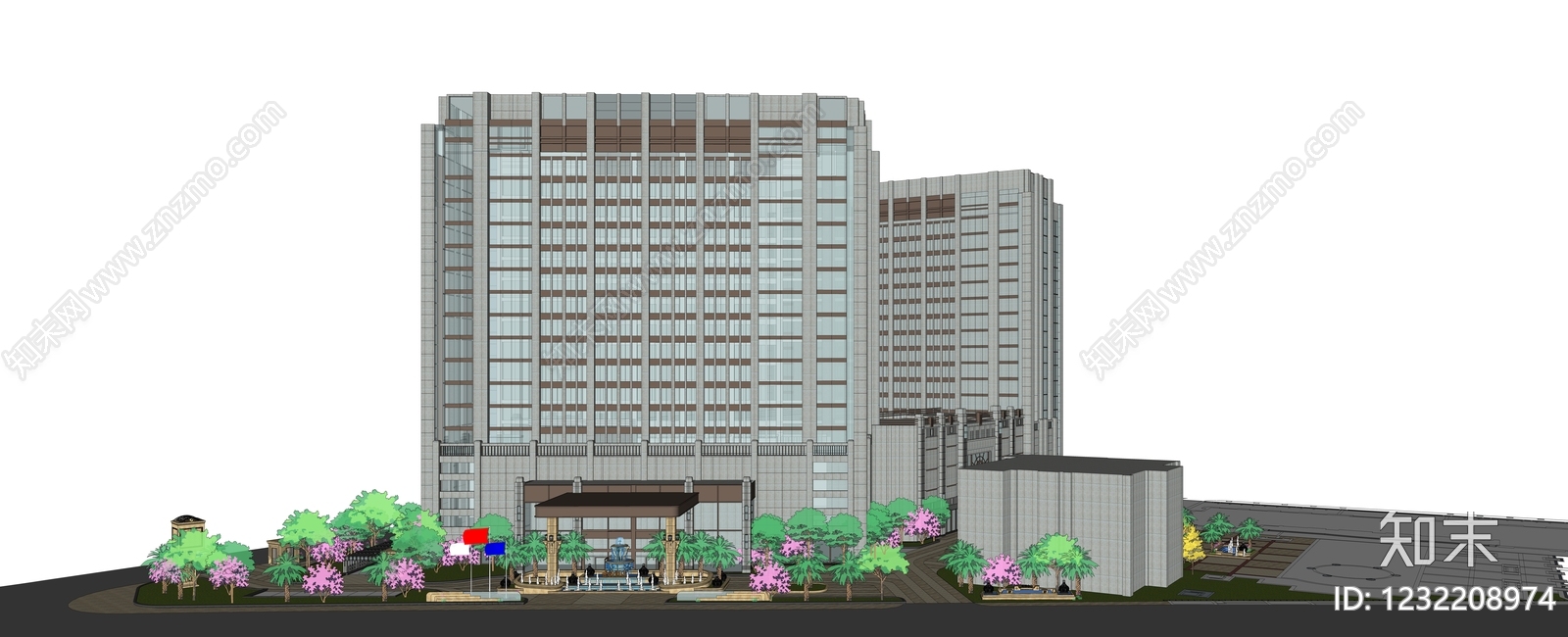 新古典酒店建筑SU模型下载【ID:1232208974】