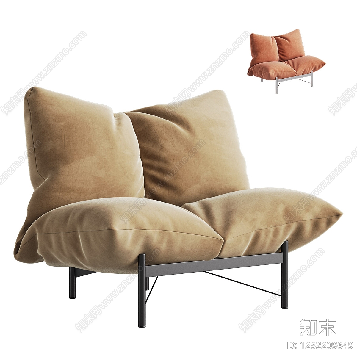 意式极简双人沙发3D模型下载【ID:1232209649】