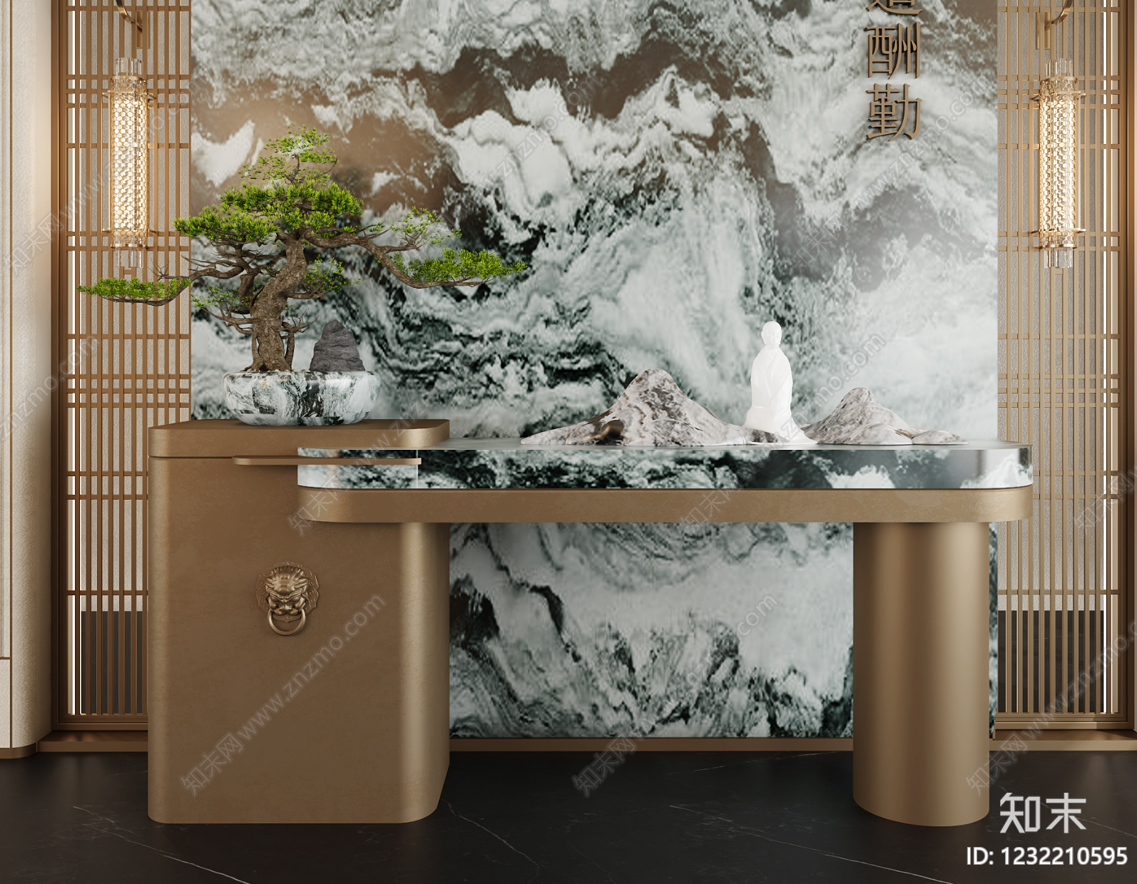 新中式条案3D模型下载【ID:1232210595】