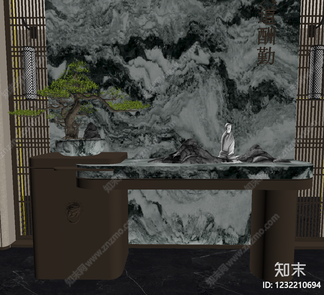 新中式条案SU模型下载【ID:1232210694】