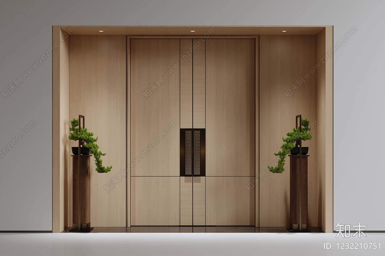 新中式双开门3D模型下载【ID:1232210751】
