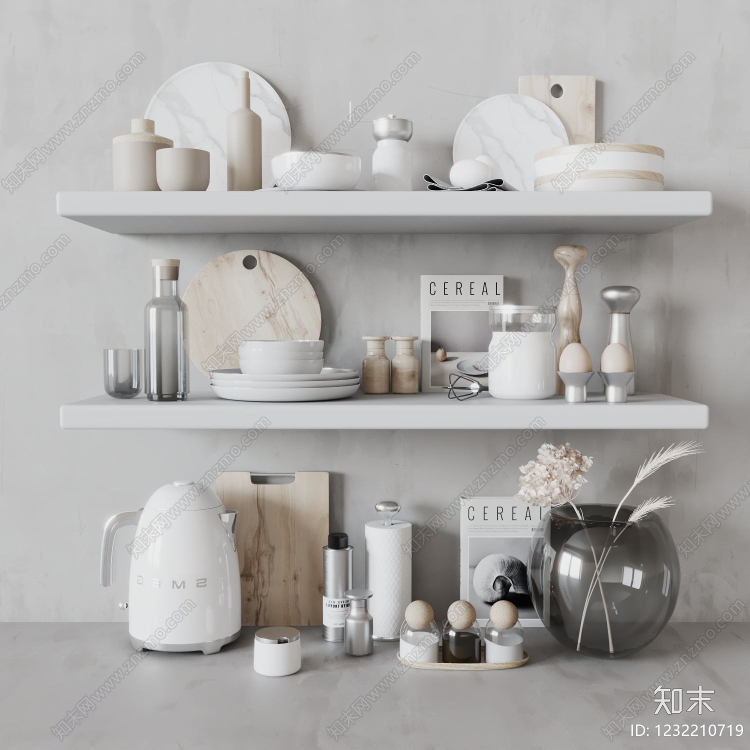 北欧厨房用品组合SU模型下载【ID:1232210719】
