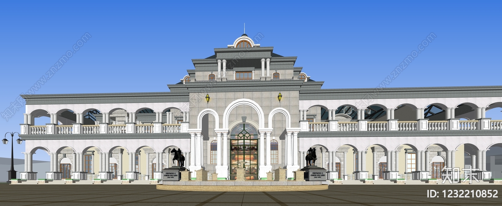 欧式古建风格建筑SU模型下载【ID:1232210852】