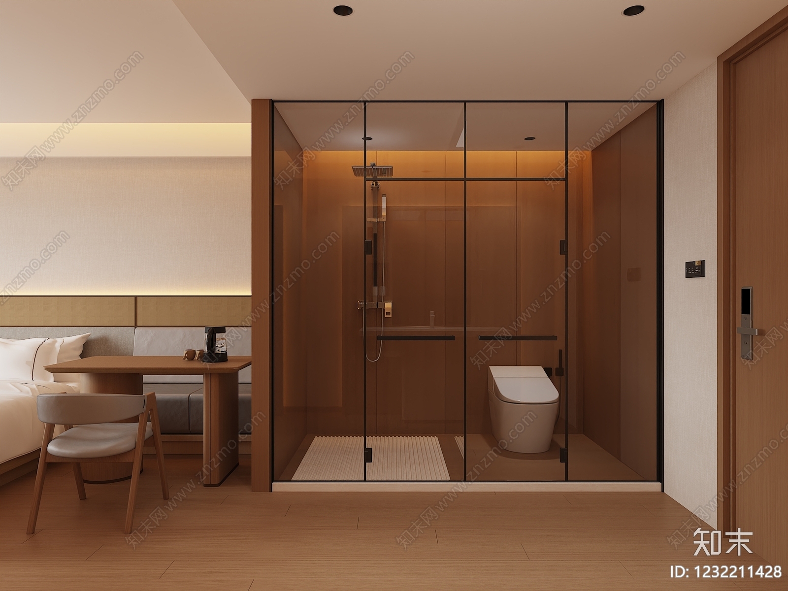 原木风酒店客房3D模型下载【ID:1232211428】