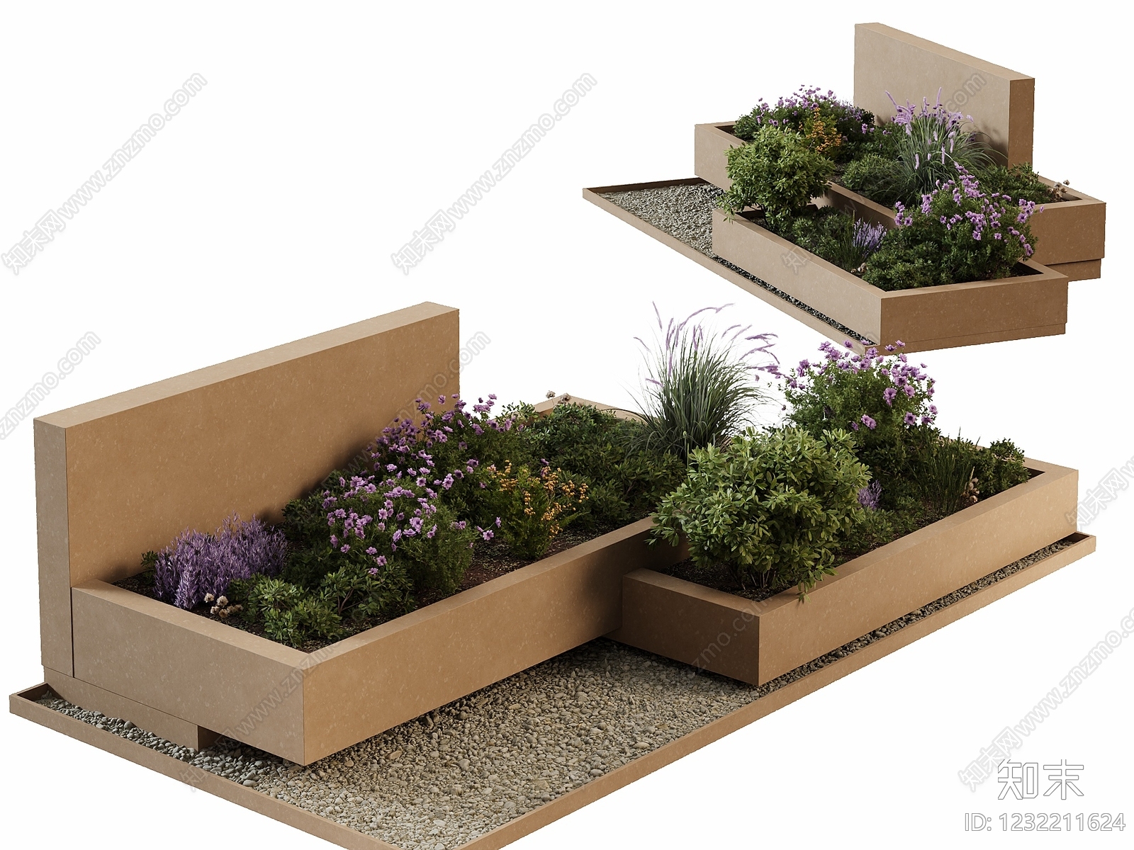 现代主义花草组合3D模型下载【ID:1232211624】