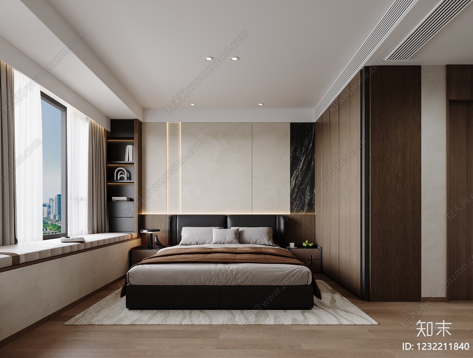 现代简约主卧3D模型下载【ID:1232211840】