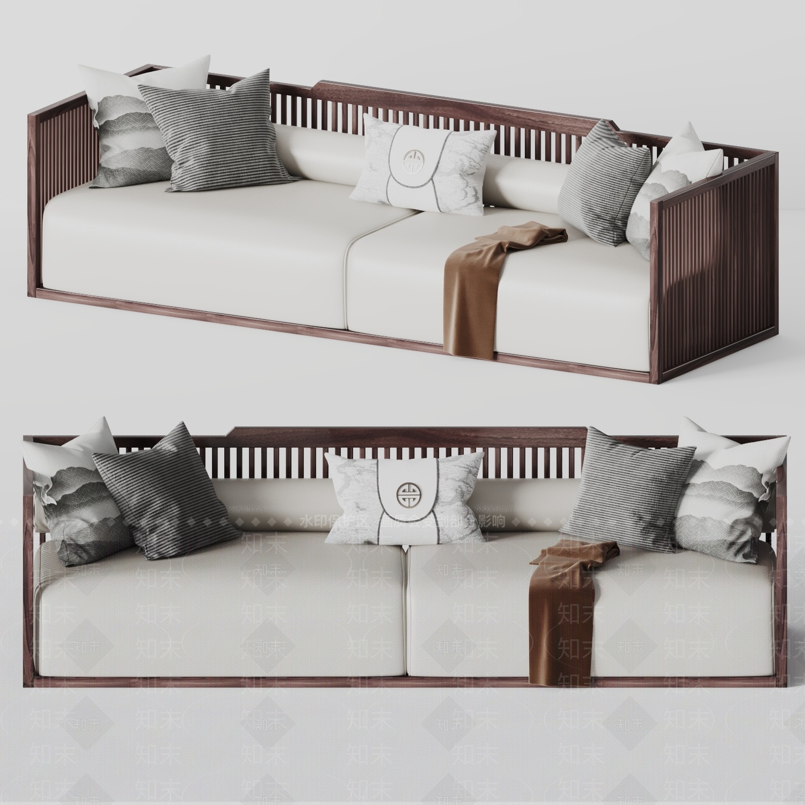 新中式双人沙发3D模型下载【ID:1232212158】