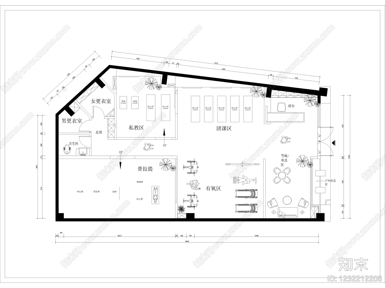 30套普拉提瑜伽馆健身房瑜伽室CAD施工图效果图cad施工图下载【ID:1232212208】