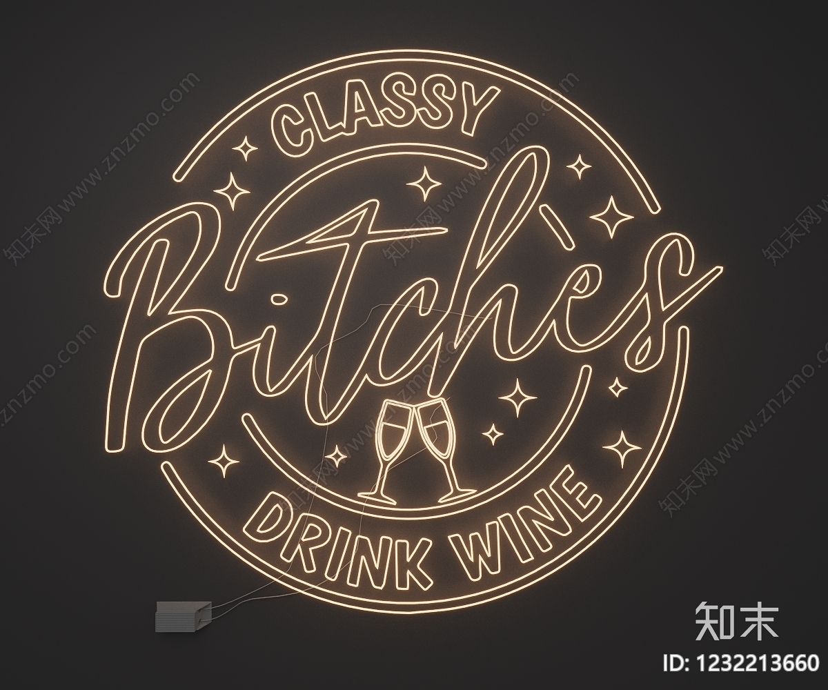 轻奢霓虹灯SU模型下载【ID:1232213660】