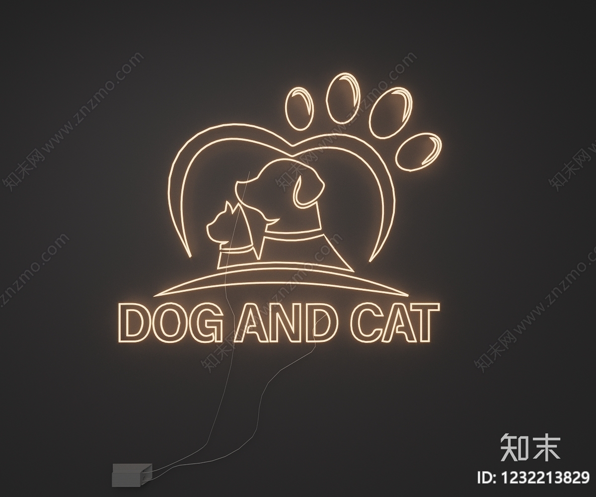 极简霓虹灯SU模型下载【ID:1232213829】