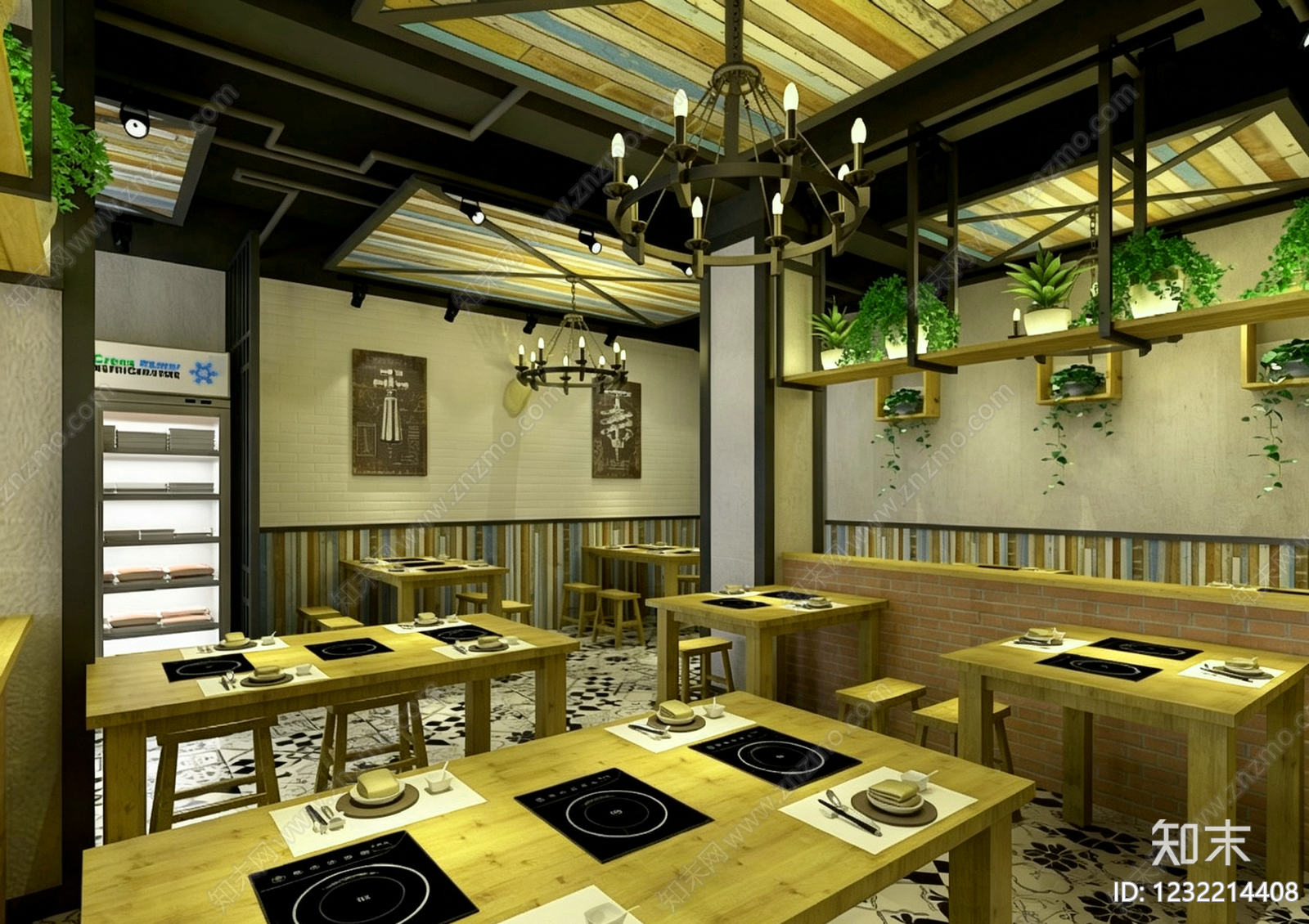 复古工业风火锅店3D模型下载【ID:1232214408】