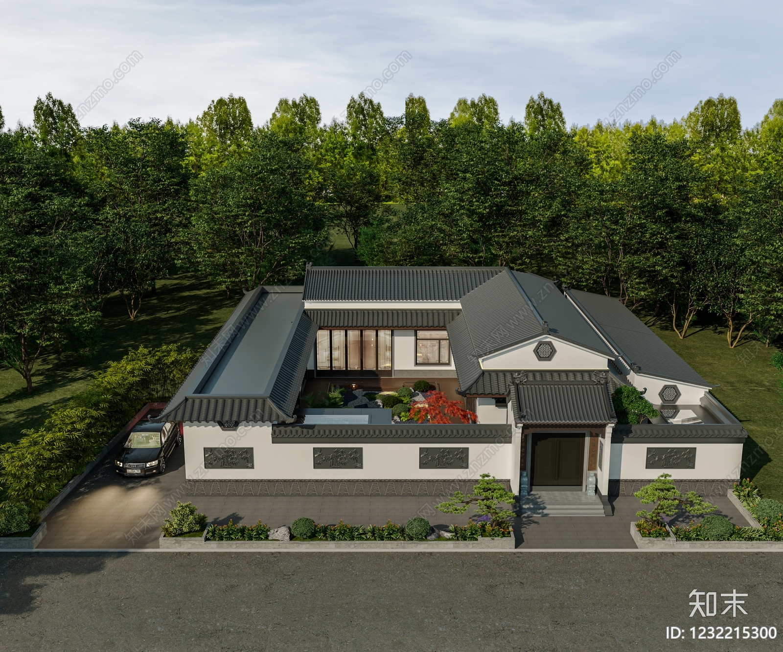 中式四合院3D模型下载【ID:1232215300】