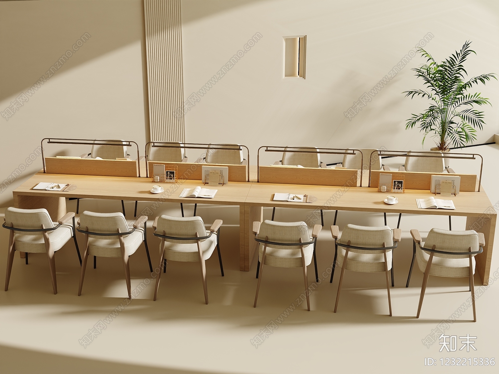 原木风办公桌椅3D模型下载【ID:1232215336】