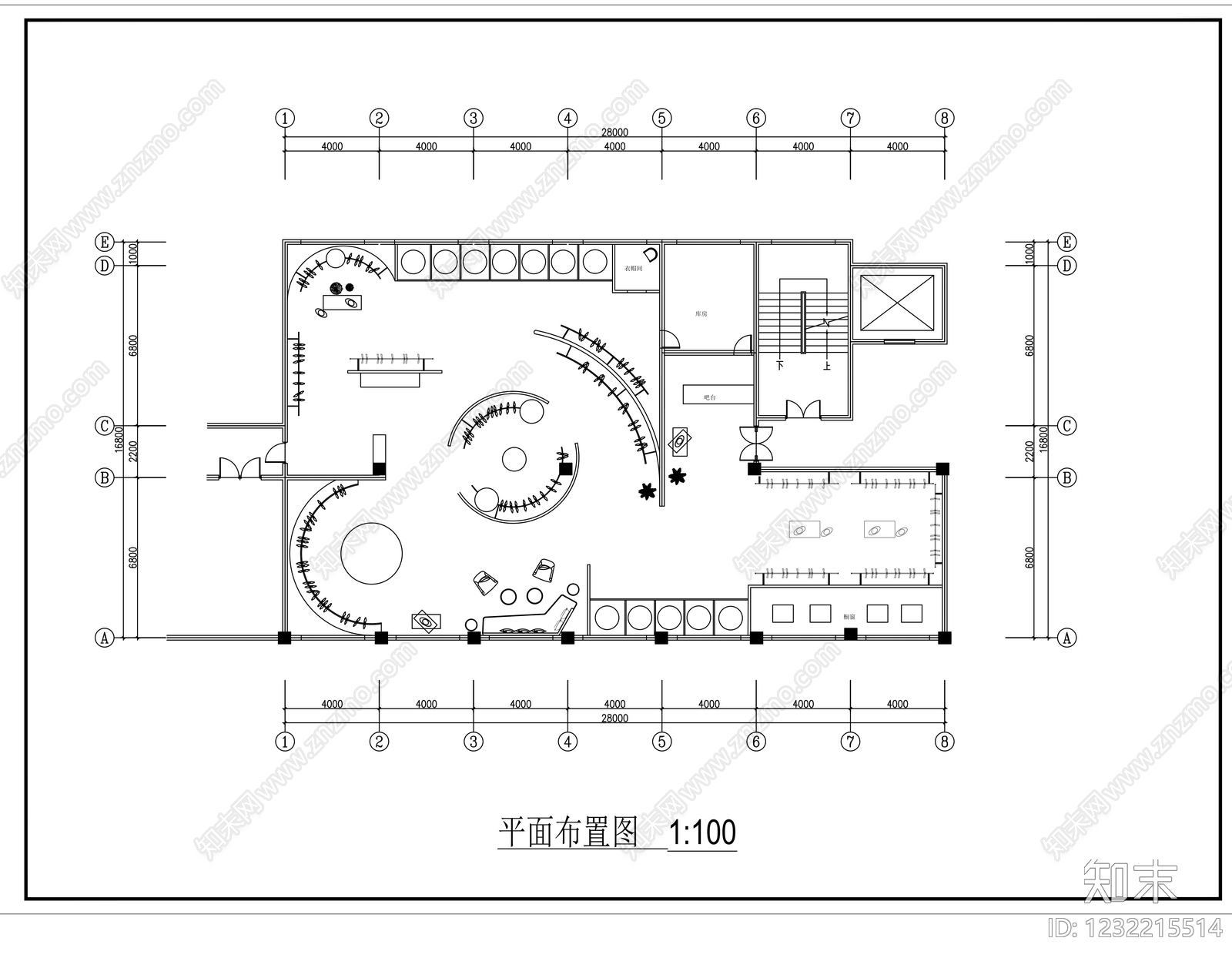 服装店cad施工图下载【ID:1232215514】