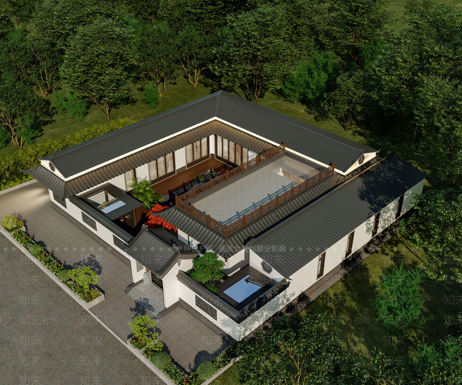 新中式四合院3D模型下载【ID:1232216178】