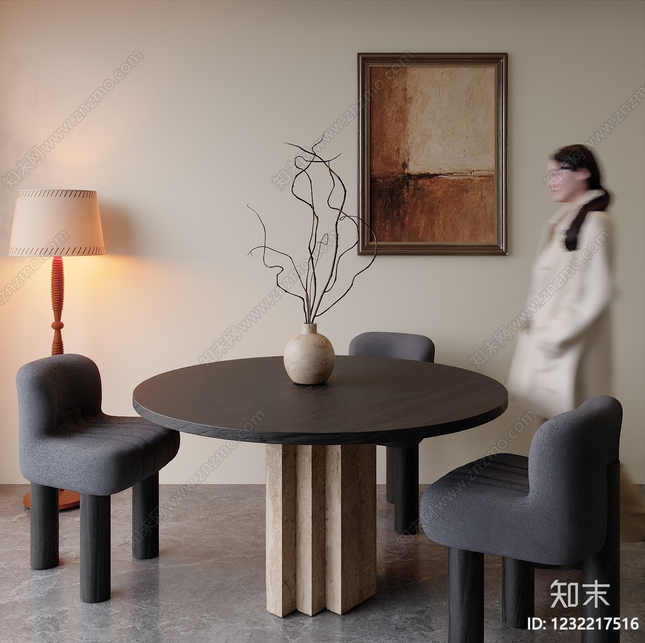侘寂餐桌椅SU模型下载【ID:1232217516】