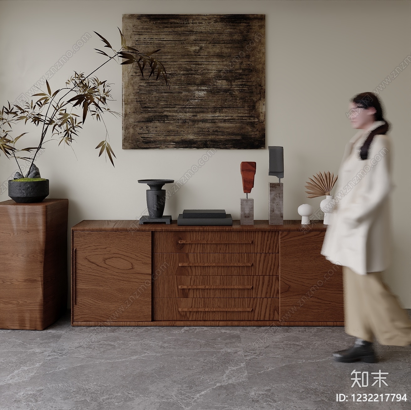 侘寂电视柜SU模型下载【ID:1232217794】