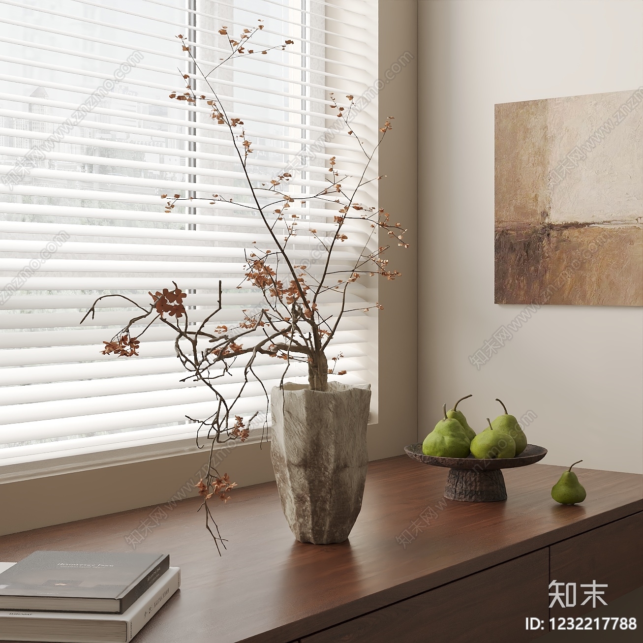 侘寂书桌SU模型下载【ID:1232217788】