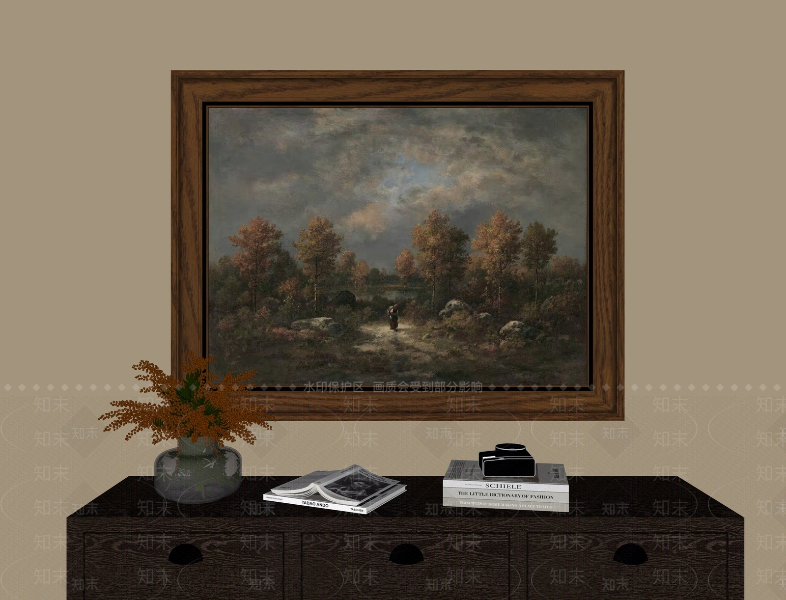 中古风山水画SU模型下载【ID:1232217803】