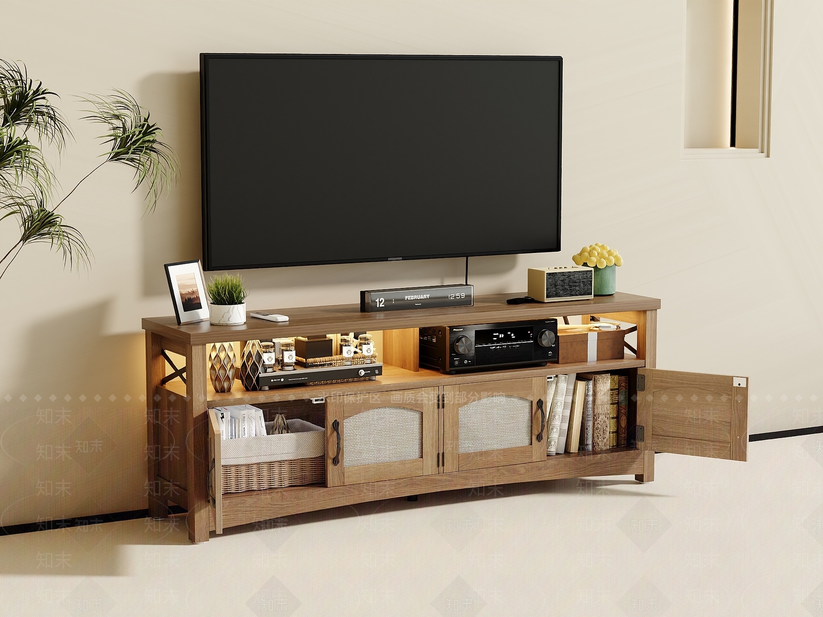 原木风电视柜3D模型下载【ID:1232218187】