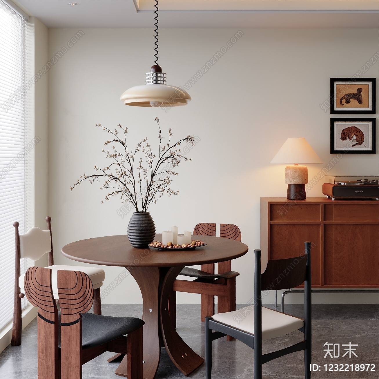 中古风家居餐厅3D模型下载【ID:1232218972】