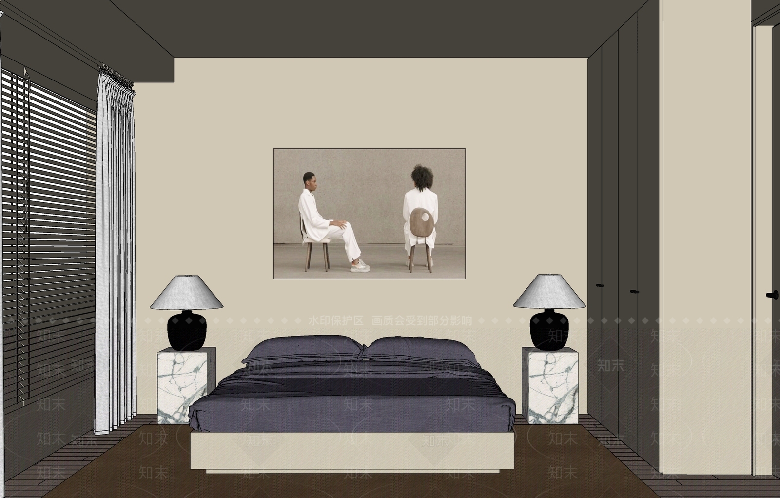 极简家居卧室SU模型下载【ID:1232219051】