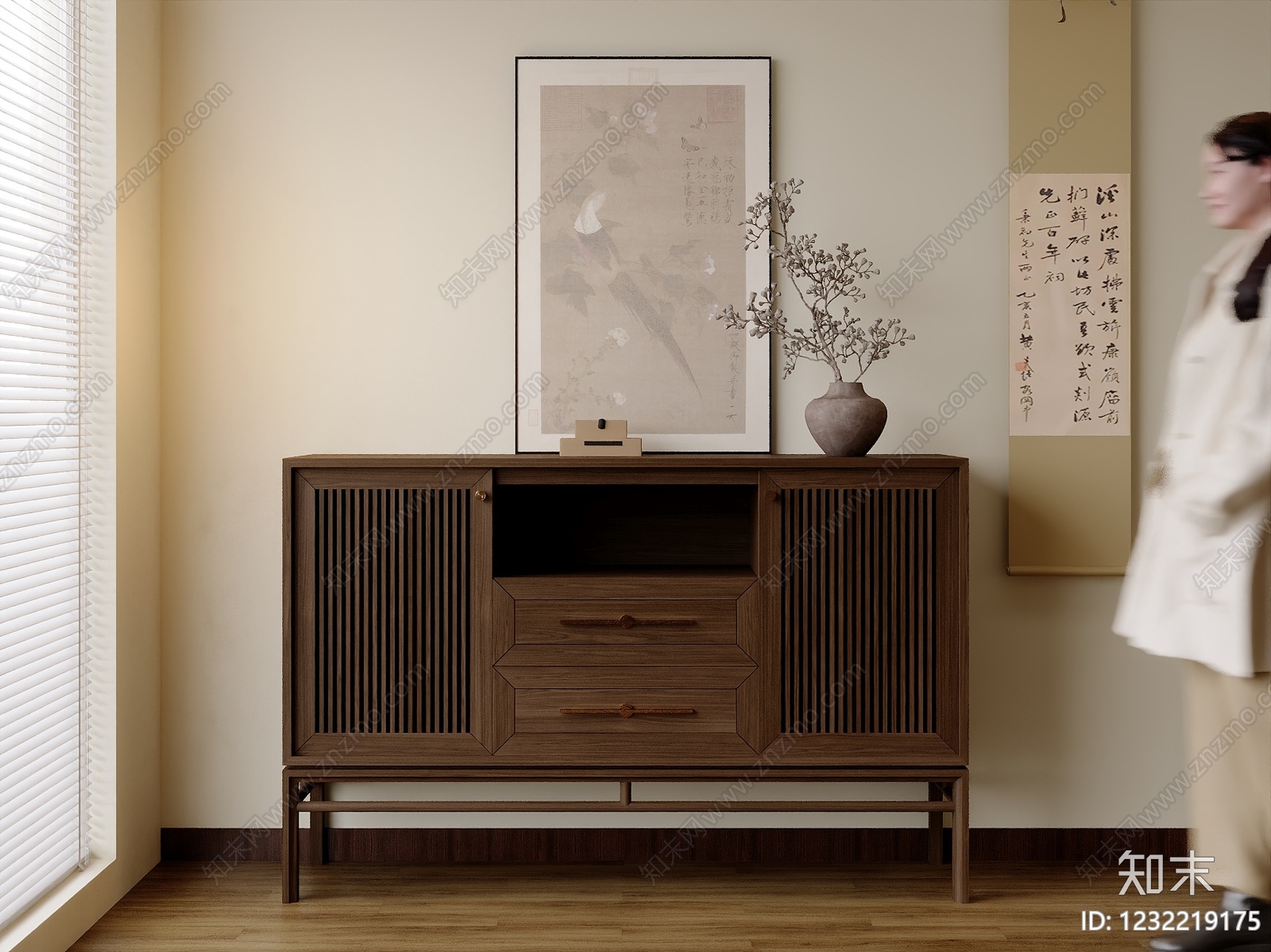 新中式餐边柜3D模型下载【ID:1232219175】