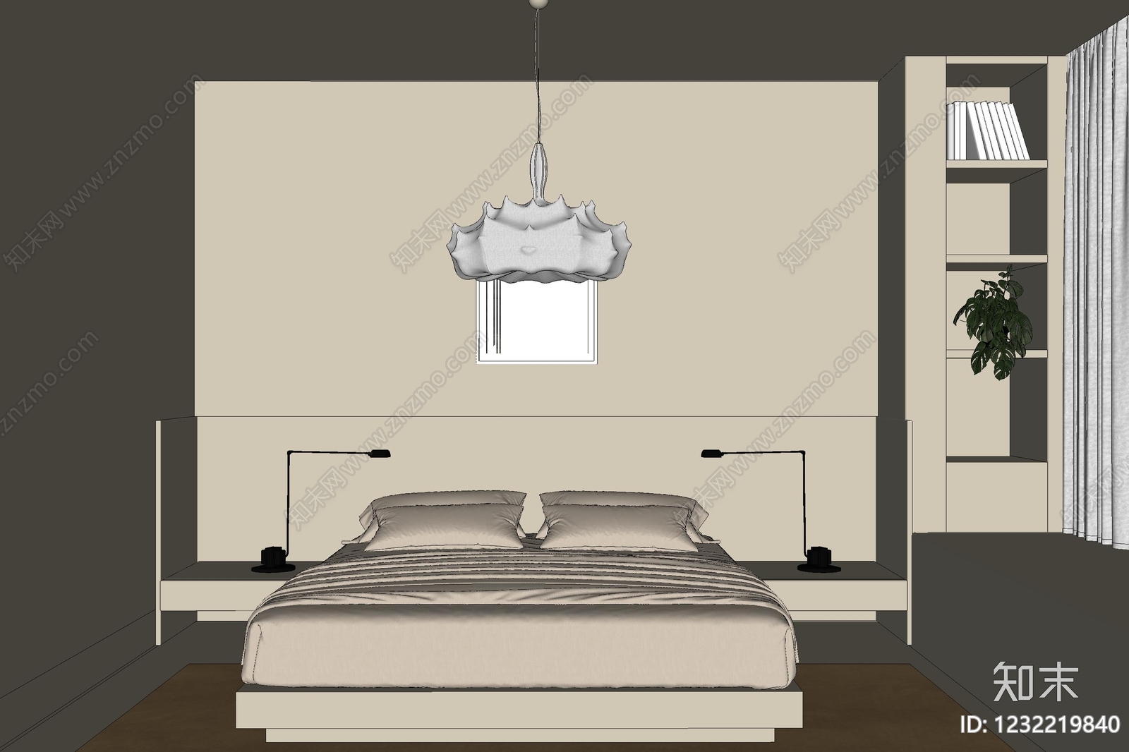 极简家居卧室SU模型下载【ID:1232219840】