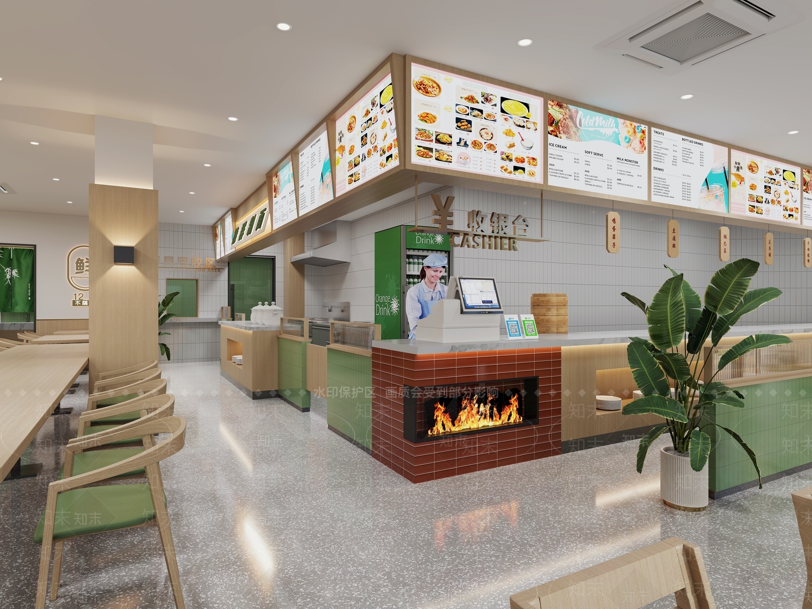 原木风面馆3D模型下载【ID:1232220788】