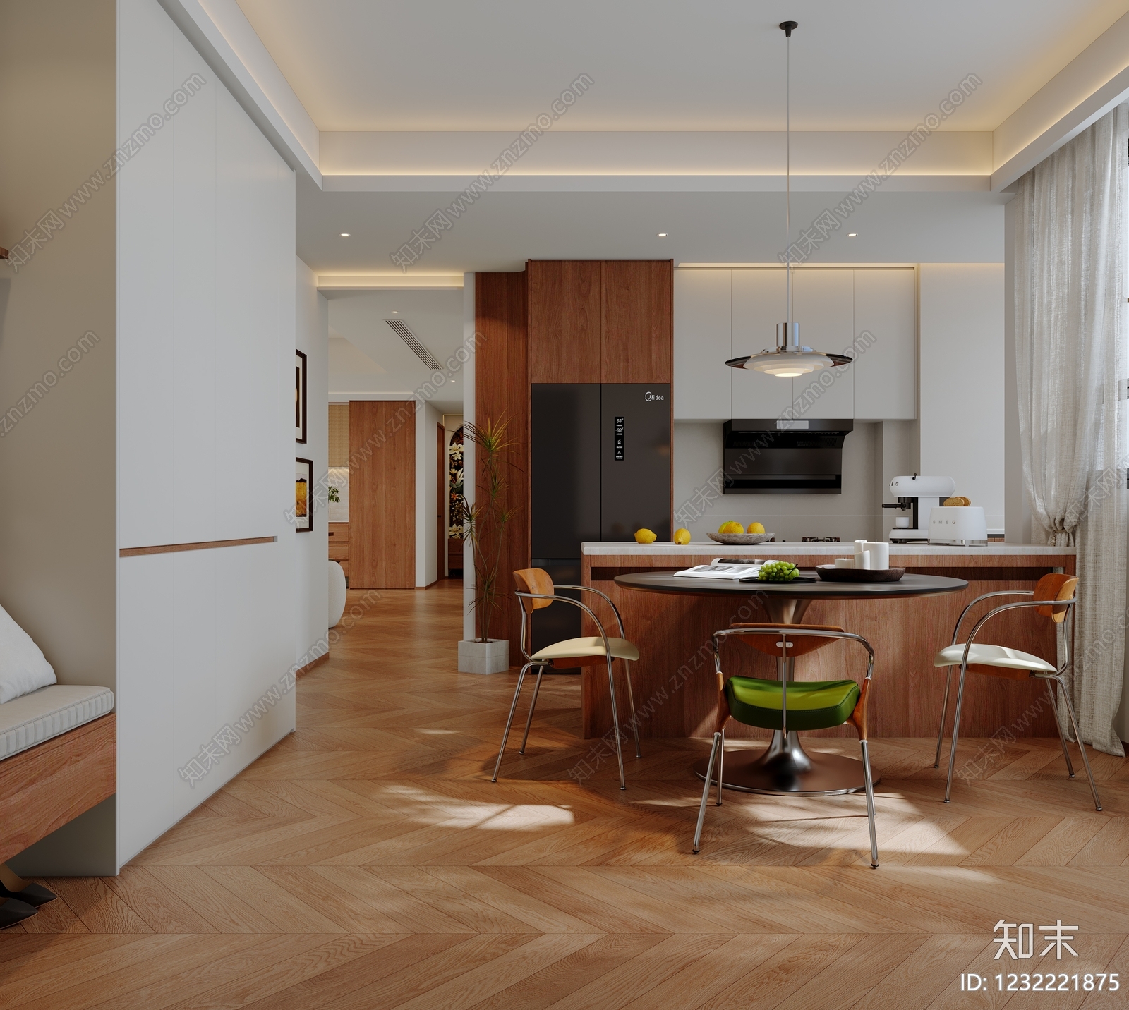 中古风别墅客餐厅3D模型下载【ID:1232221875】