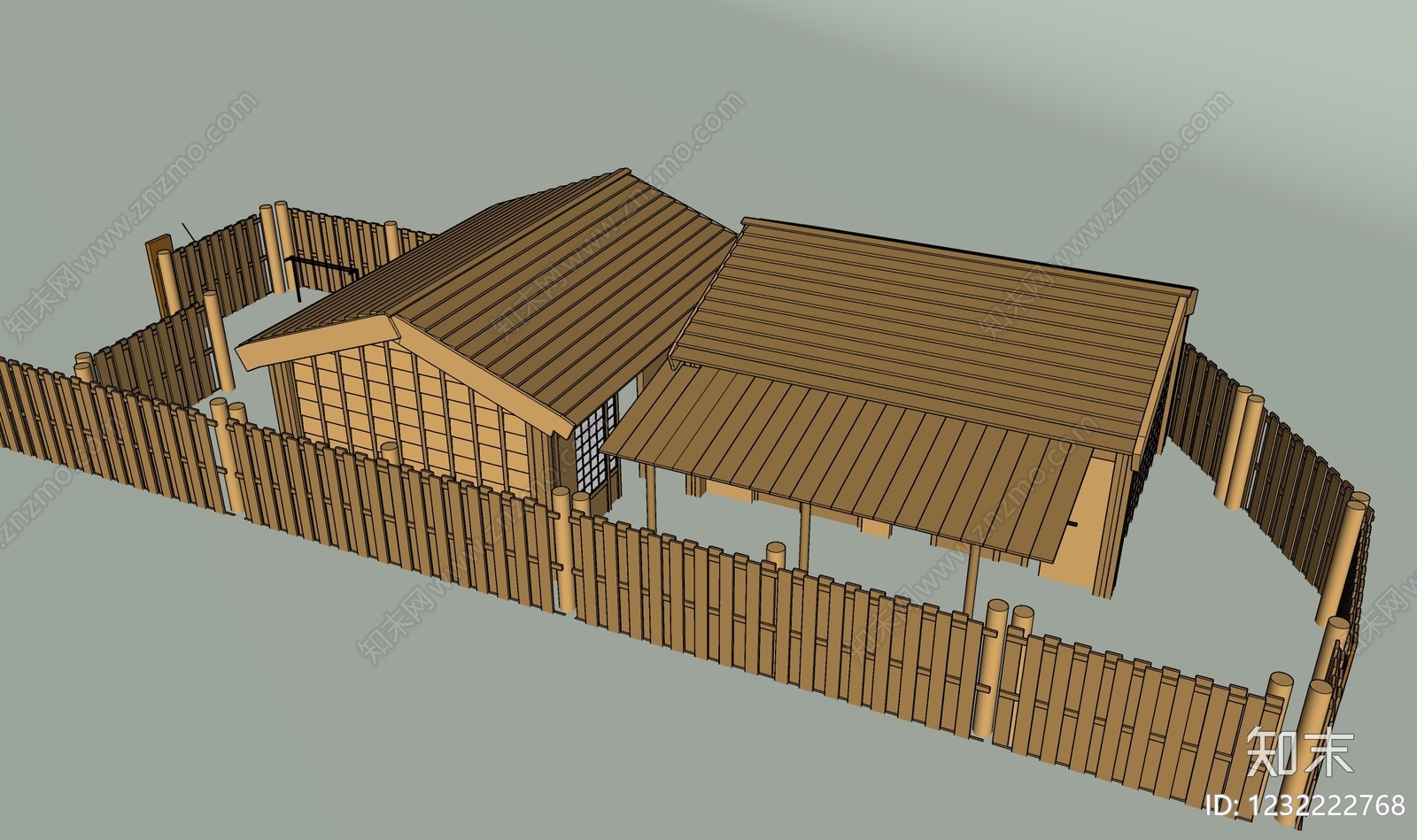 日式古建筑SU模型下载【ID:1232222768】